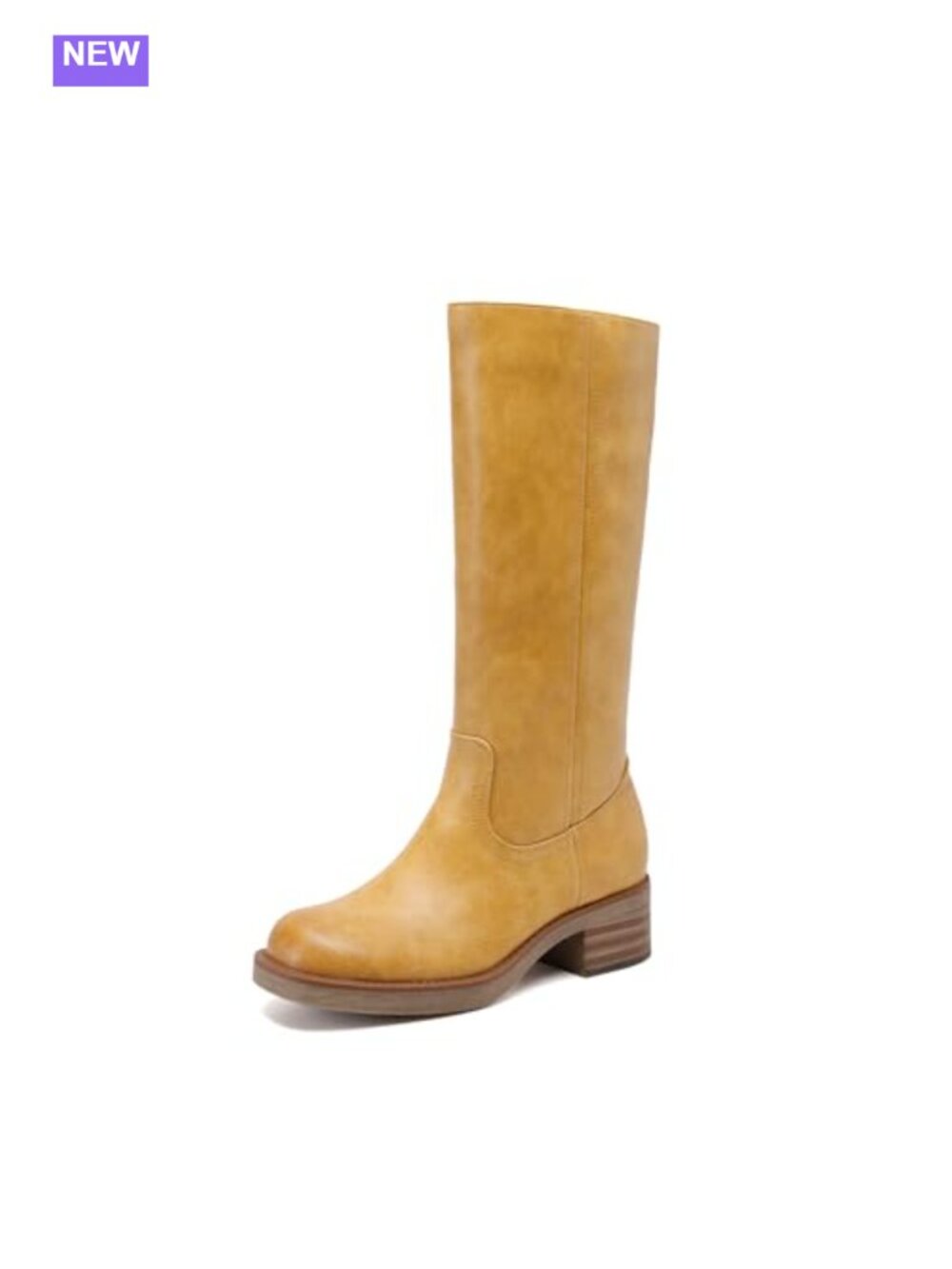 Faux Leather Square Toe Platform Knee High Riding Boots